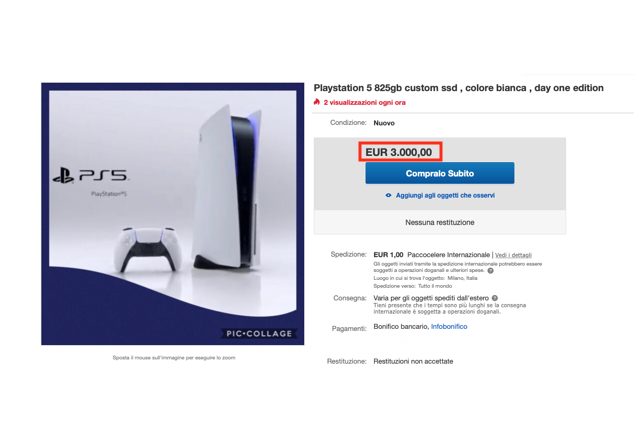 PlayStation 5 è andata sold out in un'ora, su eBay spuntano gli annunci a 3.000 euro