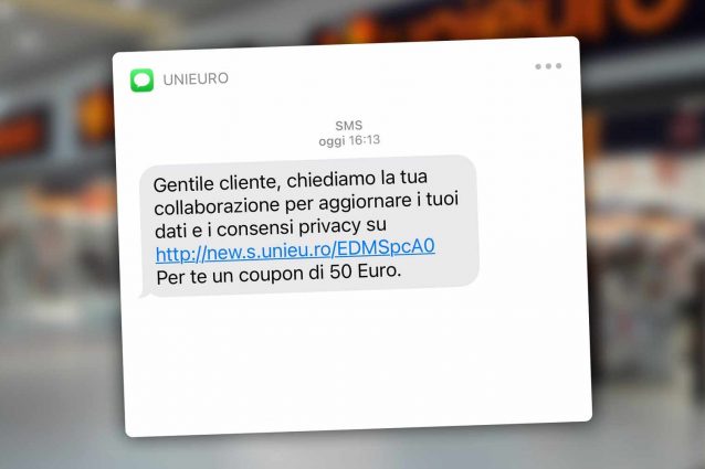 Il messaggio Unieuro che promette coupon da 50 euro sembra una truffa ma non lo è