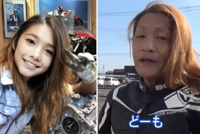 Sui social sembra una ragazza motociclista, ma in realtà è un uomo di 50 anni che usa FaceApp