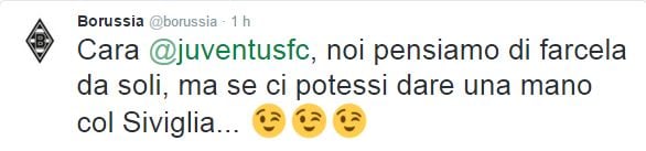 Il tweet del Borussia alla Juventus