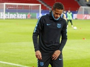 Neymar lascia il campo per infortunio (immagine tratta dall’account twitter del Barça)