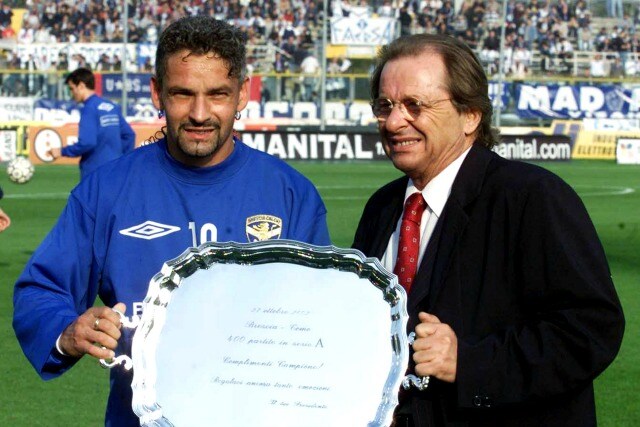 Roberto Baggio e l’ex&nbsp;presidente del Brescia, Corioni