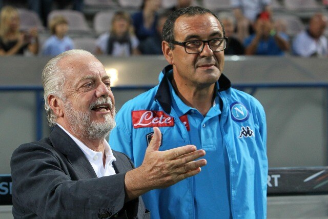 Il presidente, De Laurentiis, e il tecnico del Napoli, Sarri