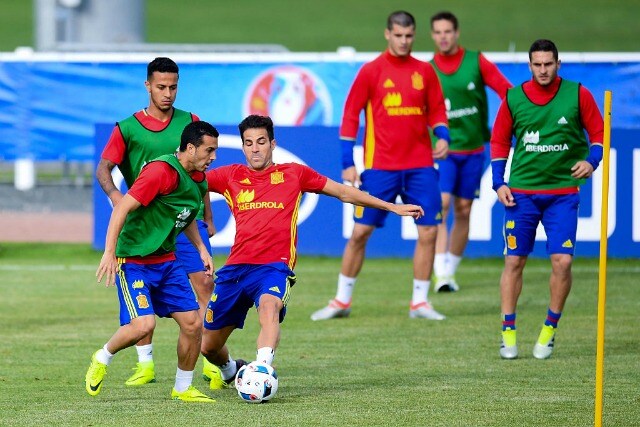 Un allenamento della Spagna di Del Bosque, avversaria dell’Italia negli ottavi di Euro 2016