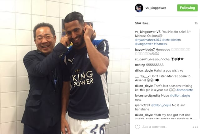 Vichai Srivaddhanaprabha blinda scherzosamente Mahrez