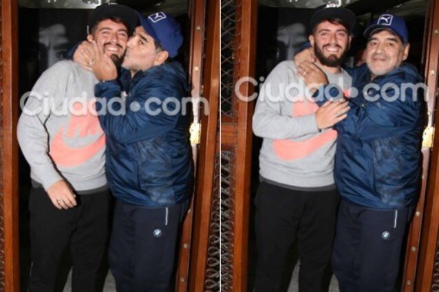 La foto dell’incontro tra El Diez e Maradona junior (fonte @ciudad_com)