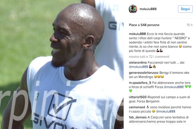 La risposta di Mokulu agli insulti razzisti su Instagram (foto www.instagram.com/mokulu888)