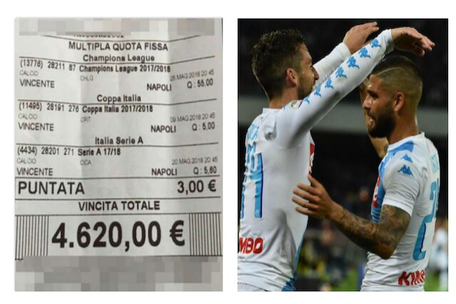 La foto della scommessa del tifoso azzurro sul possibile triplete del Napoli che ha fatto il giro dei social network