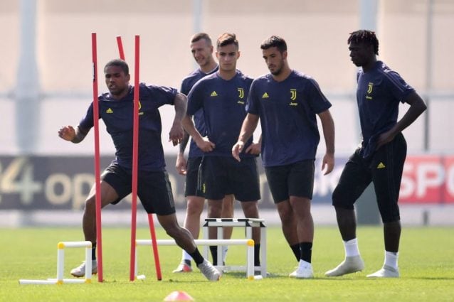 Kean (a destra) durante una seduta di allenamento della Juventus