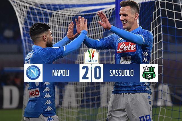 Milik e Fabian Ruiz: il Napoli stoppa il Sassuolo e passa ai quarti di Coppa Italia