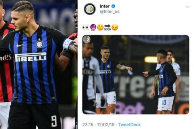 La foto poi cancellata di Icardi che passa la fascia a Lautaro