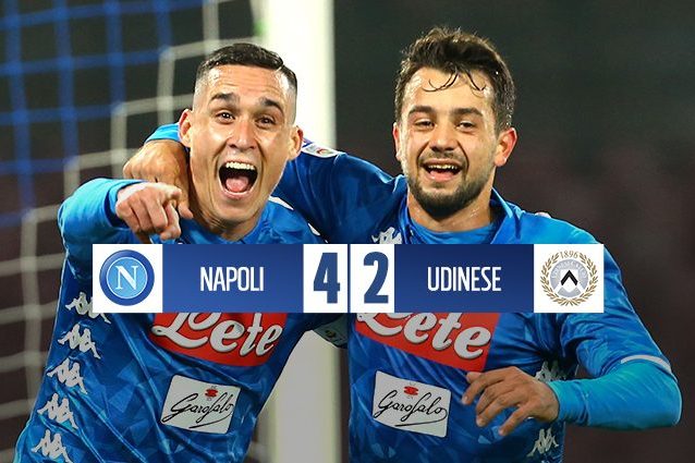 Milik-Mertens rilanciano il Napoli: 4-2 contro l’Udinese