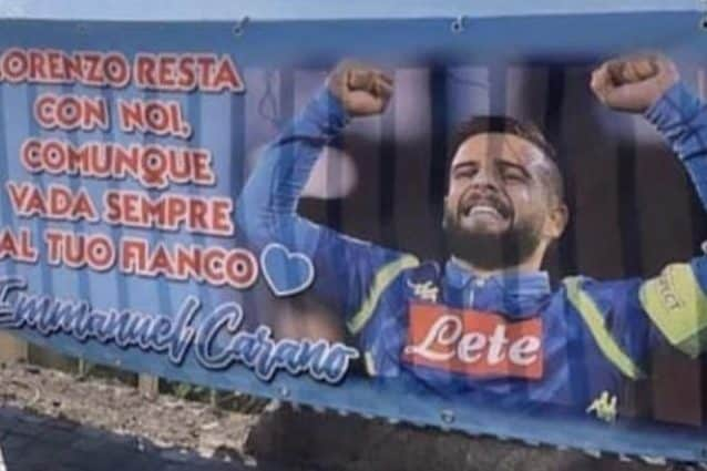 “Lorenzo resta con noi”, lo striscione dei tifosi del Napoli per Insigne