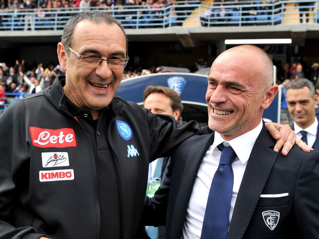 Sarri e Martusciello prima di un Napoli–Empoli